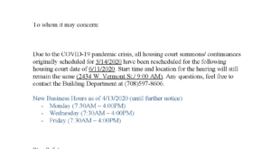 Housing Court Notice (date change) - COVID19